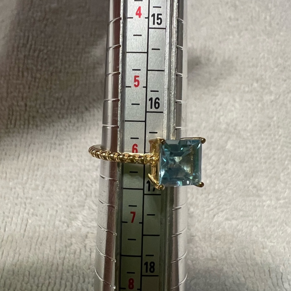 Judith Ripka Blue Topaz Gold Ring - Picture 11 of 12